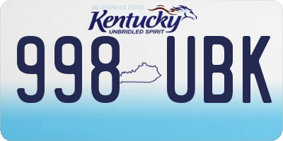 KY license plate 998UBK