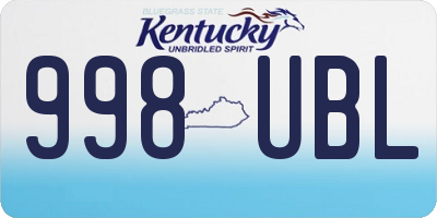 KY license plate 998UBL