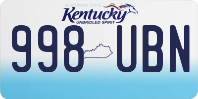 KY license plate 998UBN
