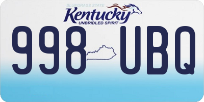 KY license plate 998UBQ