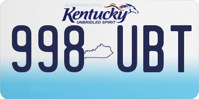KY license plate 998UBT