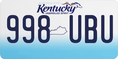 KY license plate 998UBU