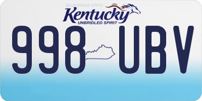 KY license plate 998UBV