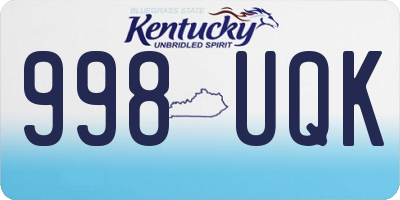 KY license plate 998UQK