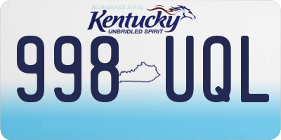 KY license plate 998UQL