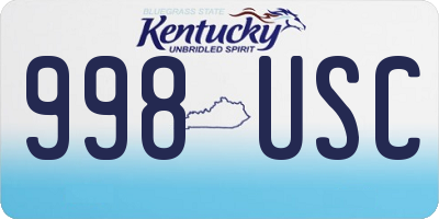 KY license plate 998USC