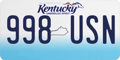 KY license plate 998USN