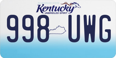 KY license plate 998UWG