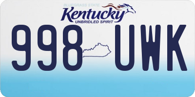 KY license plate 998UWK