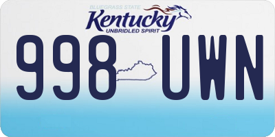 KY license plate 998UWN
