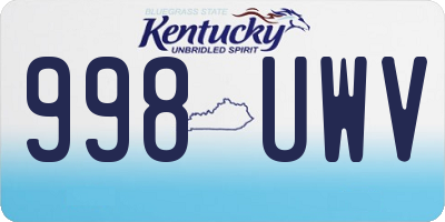 KY license plate 998UWV