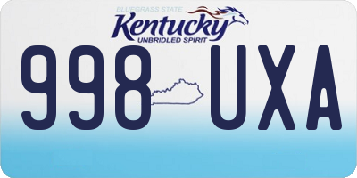 KY license plate 998UXA