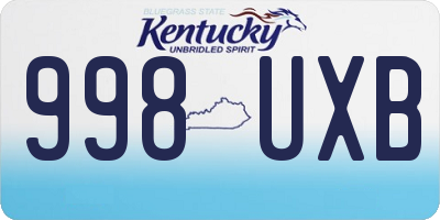 KY license plate 998UXB