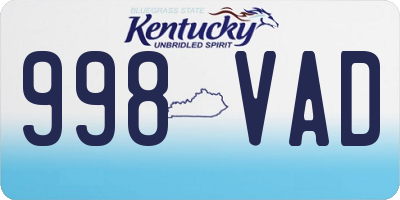 KY license plate 998VAD