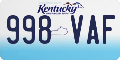 KY license plate 998VAF