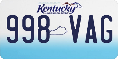 KY license plate 998VAG