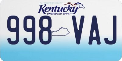 KY license plate 998VAJ