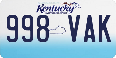 KY license plate 998VAK