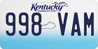 KY license plate 998VAM