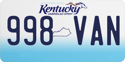 KY license plate 998VAN