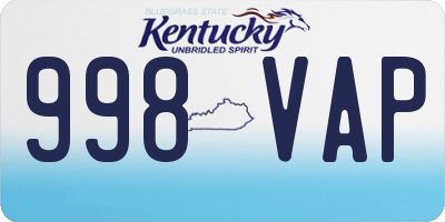 KY license plate 998VAP