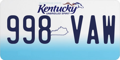 KY license plate 998VAW