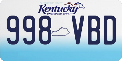 KY license plate 998VBD