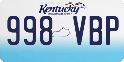 KY license plate 998VBP