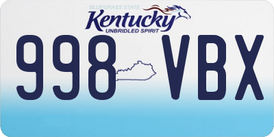 KY license plate 998VBX