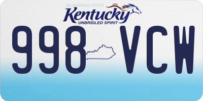 KY license plate 998VCW