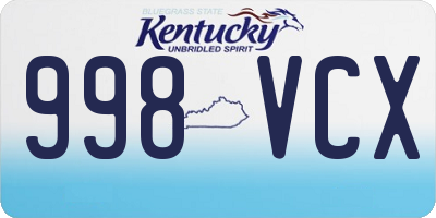 KY license plate 998VCX