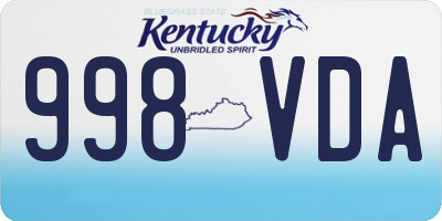 KY license plate 998VDA