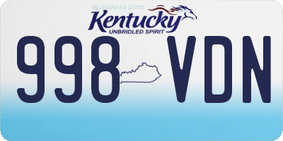KY license plate 998VDN