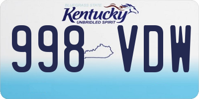 KY license plate 998VDW