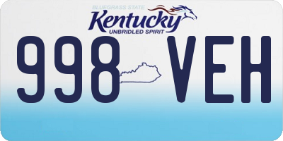 KY license plate 998VEH