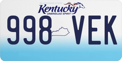 KY license plate 998VEK