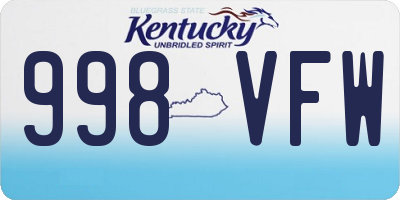 KY license plate 998VFW