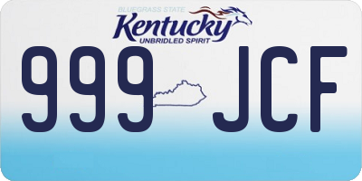 KY license plate 999JCF