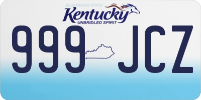 KY license plate 999JCZ