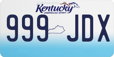 KY license plate 999JDX