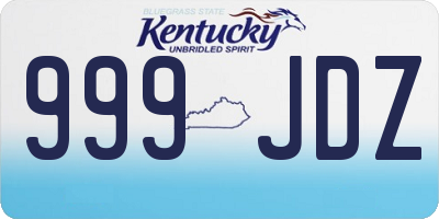 KY license plate 999JDZ