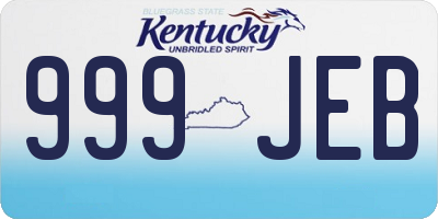 KY license plate 999JEB