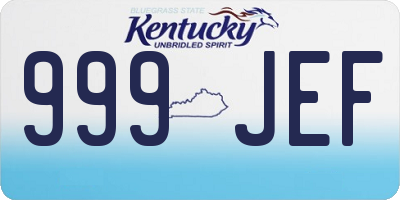 KY license plate 999JEF