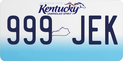 KY license plate 999JEK
