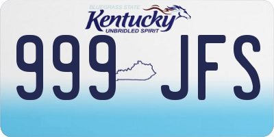 KY license plate 999JFS