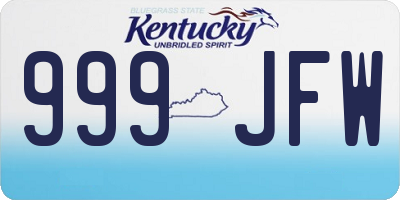 KY license plate 999JFW