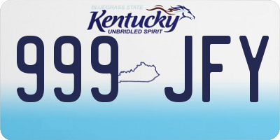 KY license plate 999JFY