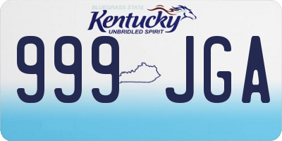 KY license plate 999JGA