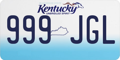 KY license plate 999JGL
