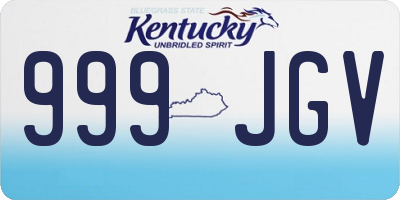 KY license plate 999JGV